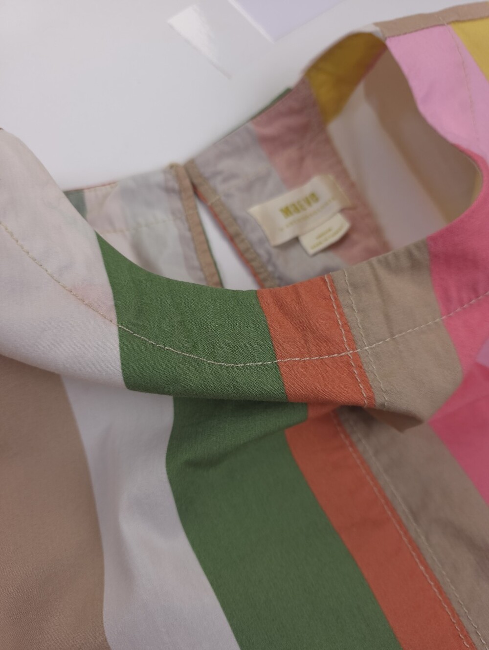 Anthropologie Maeve Multicolor Vertical Stripe Short Sleeve Cotton Tunic Dress M - Picture 9 of 11